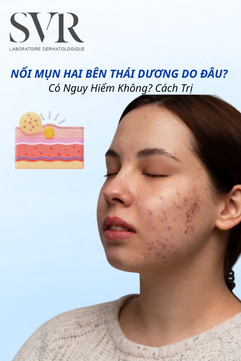 Nổi mụn trứng cá hai bên thái dương do đâu? Có nguy hiểm không? Cách trị