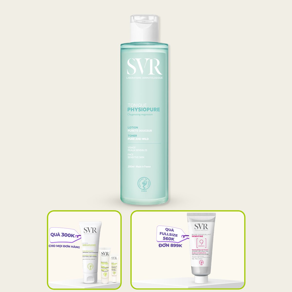 Nước cân bằng SVR PHYSIOPURE TONIQUE 200ML giúp da được làm sạch nhẹ, dưỡng ẩm và tươi sáng hơn cho da nhạy cảm