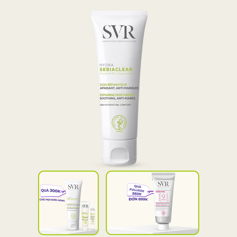 Kem dưỡng ẩm SVR SEBIACLEAR HYDRA 40ML giúp giảm kích ứng và làm dịu da dành cho da dầu mụn