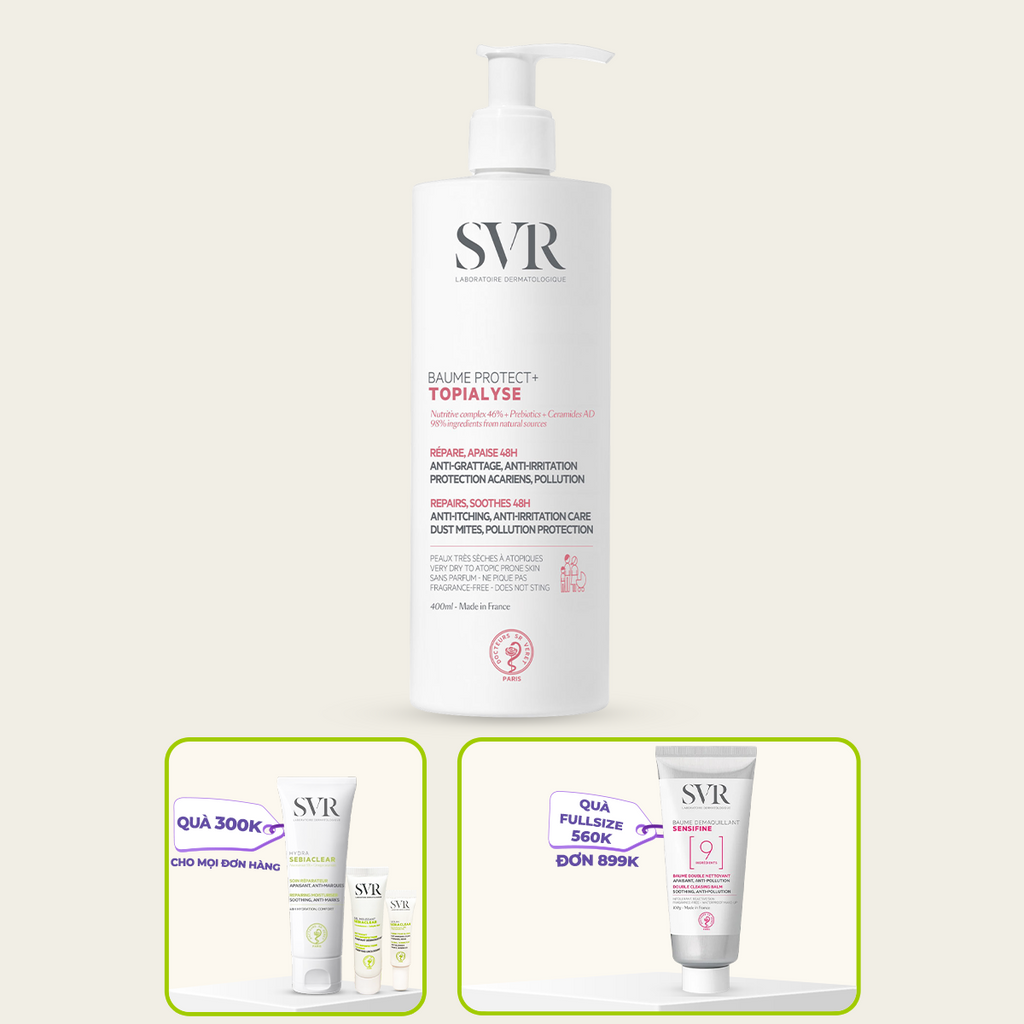 Kem dưỡng da toàn thân SVR TOPIALYSE BAUME PROTECT+ 400ML giúp dưỡng ẩm kéo dài cho da khô, da nhạy cảm