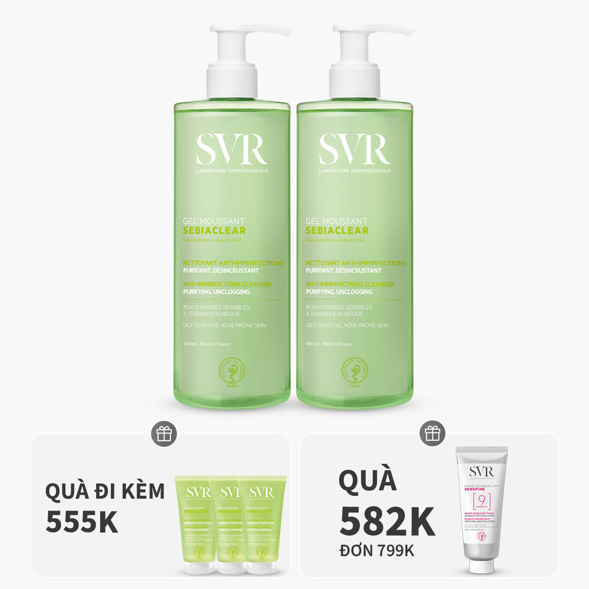 Bộ đôi gel rửa mặt làm sạch dầu nhờn 400ml