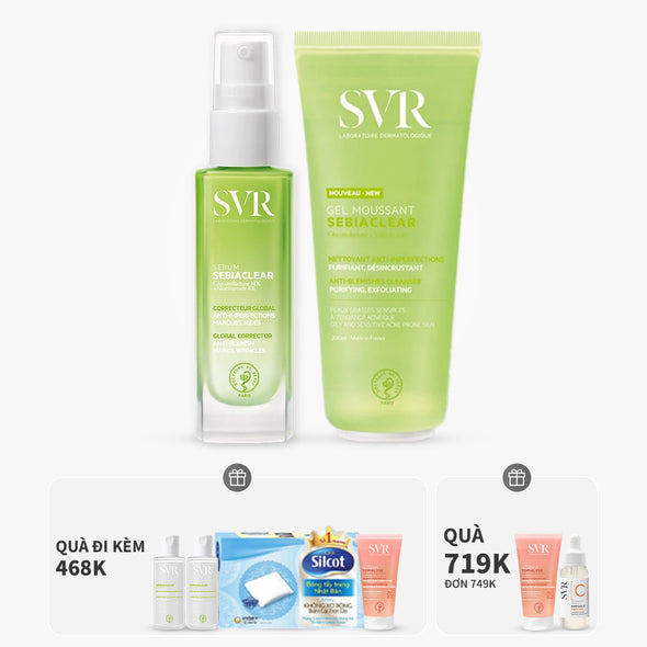 Bộ đôi tinh chất giảm mụn mờ thâm 30ml và gel rửa mặt làm sạch dầu nhờn 200ml