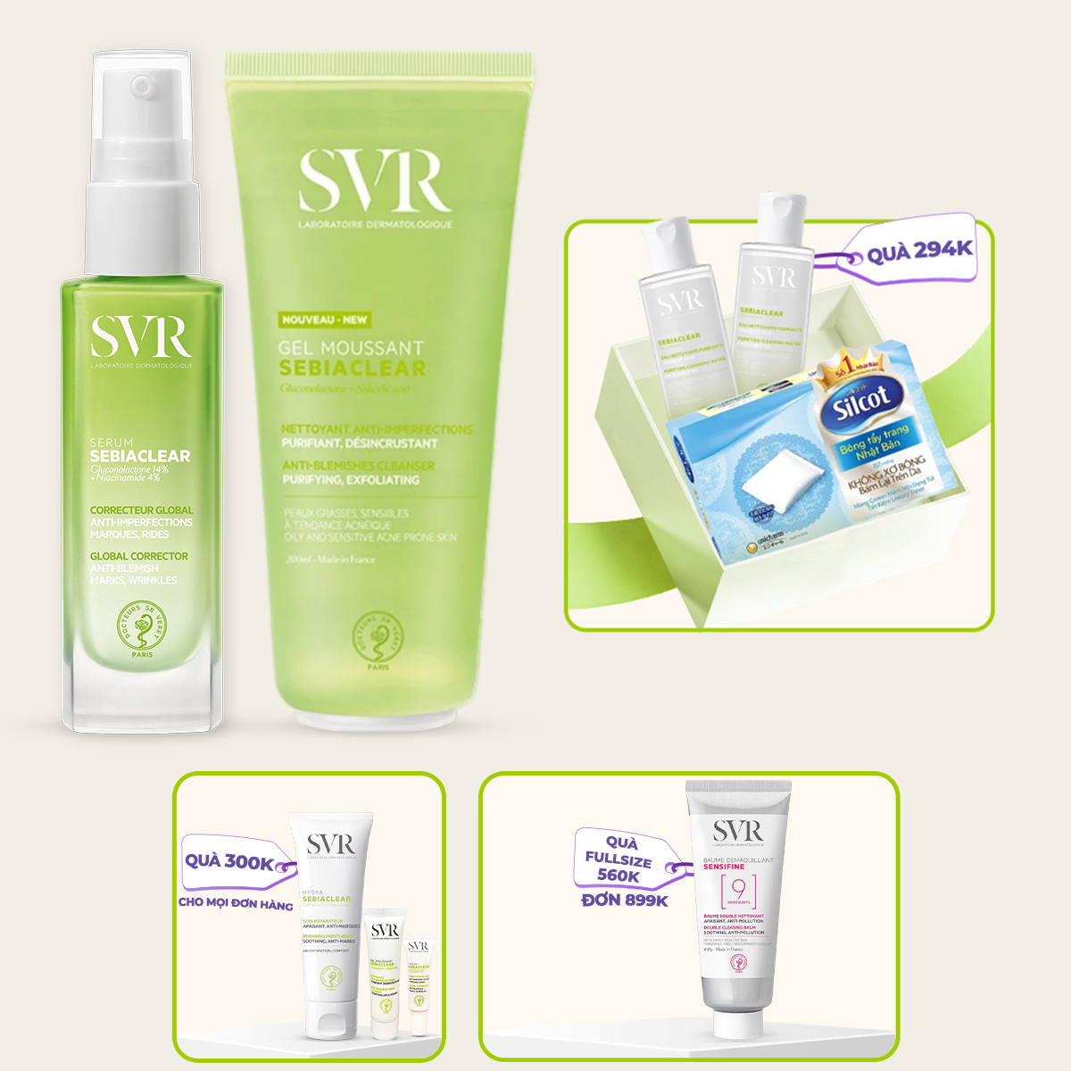 Bộ đôi tinh chất giảm mụn mờ thâm 30ml và Gel rửa mặt làm sạch dầu nhờn 200ml
