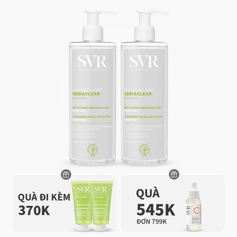 Bộ đôi nước tẩy trang làm sạch dầu nhờn 400ML