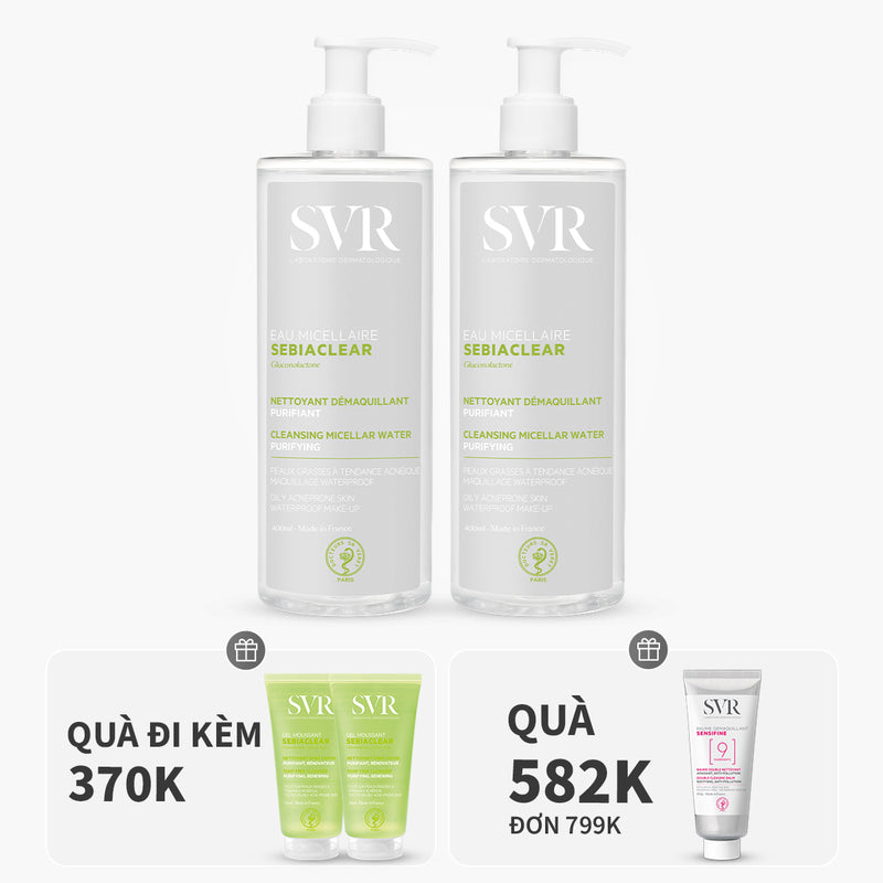 Bộ đôi nước tẩy trang làm sạch dầu nhờn 400ML