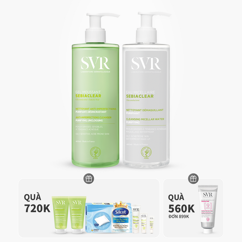Bộ đôi nước tẩy trang làm sạch dầu nhờn 400ml và gel rửa mặt làm sạch dầu nhờn 400ml