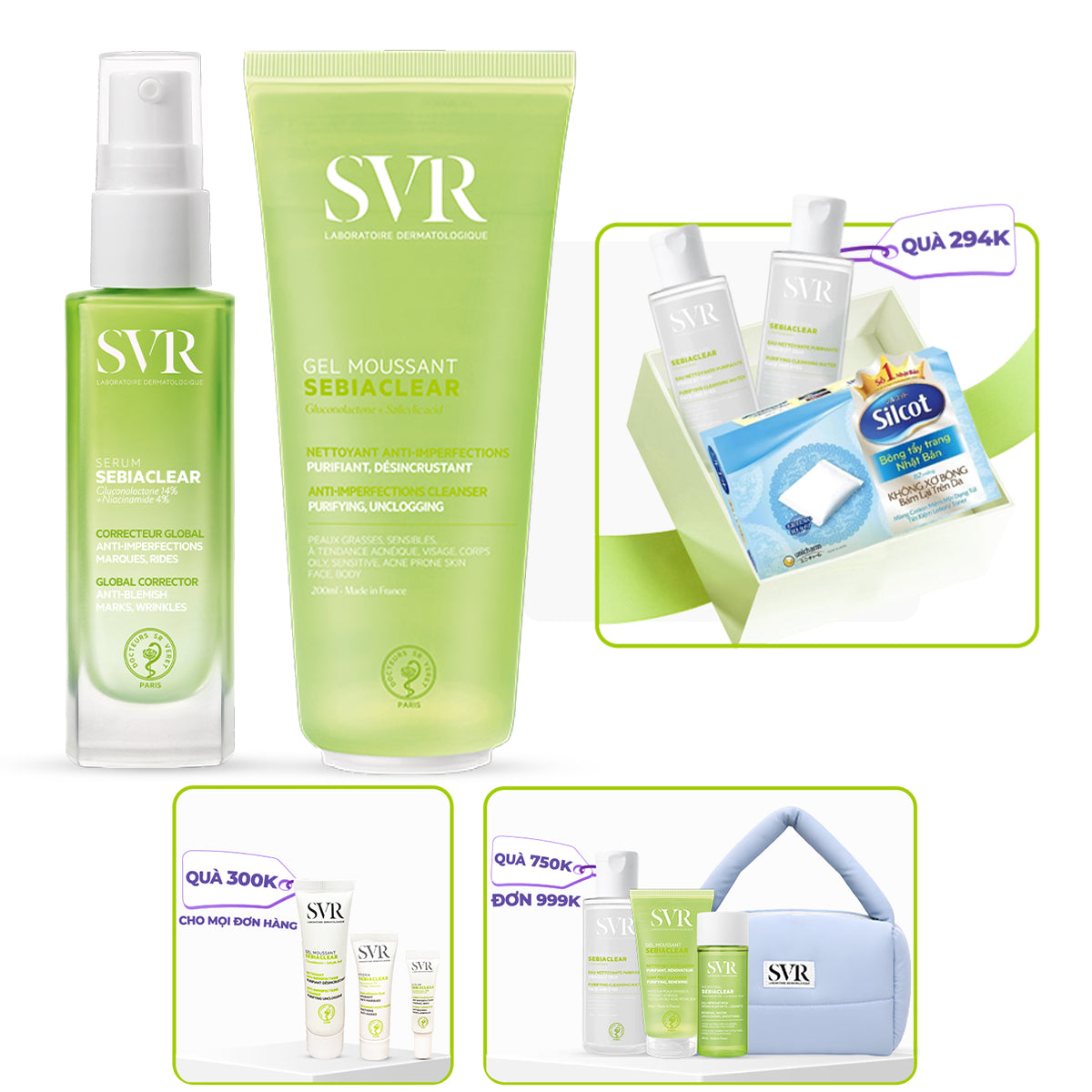 Bộ đôi Tinh Chất Giảm Mụn Mờ Thâm 30ml và Gel rửa mặt làm sạch dầu nhờn 200ml