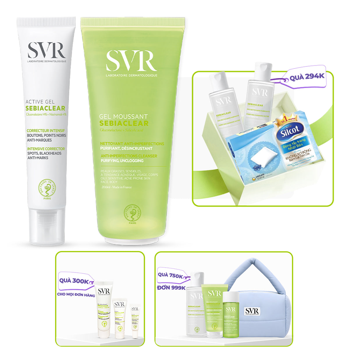 Bộ đôi Gel dưỡng giảm mụn mờ thâm 40ml và Gel rửa mặt làm sạch dầu nhờn 200ml