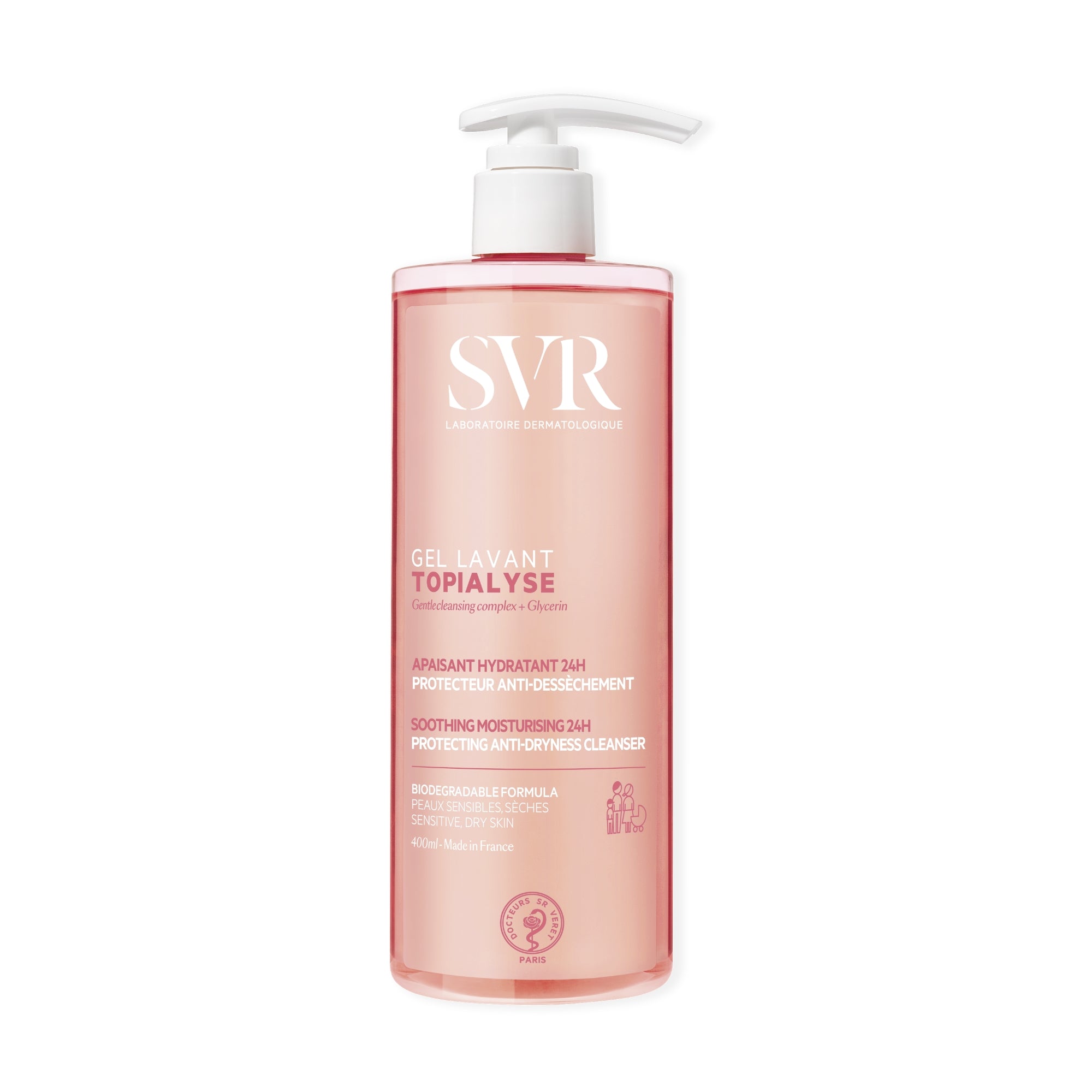 Gel rửa mặt và tắm SVR TOPIALYSE GEL LAVANT giúp làm mịn, dưỡng ẩm cho da dùng được cho mặt và toàn thân
