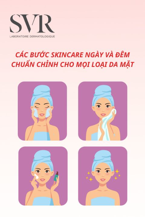 Các bước skincare ngày và đêm chuẩn chỉnh cho mọi loại da mặt