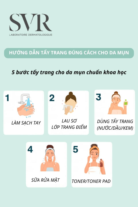 Hướng dẫn tẩy trang đúng cách cho da mụn
