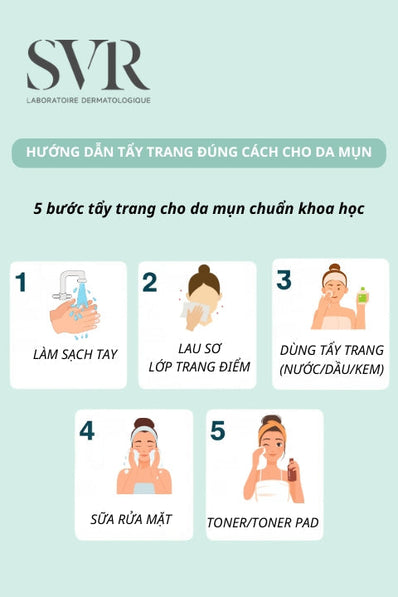 Hướng dẫn tẩy trang đúng cách cho da mụn