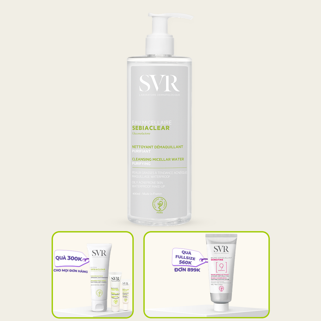 Nước tẩy trang SVR SEBIACLEAR EAU MICELLAIRE làm sạch sâu không gây khô da dành cho da dầu mụn