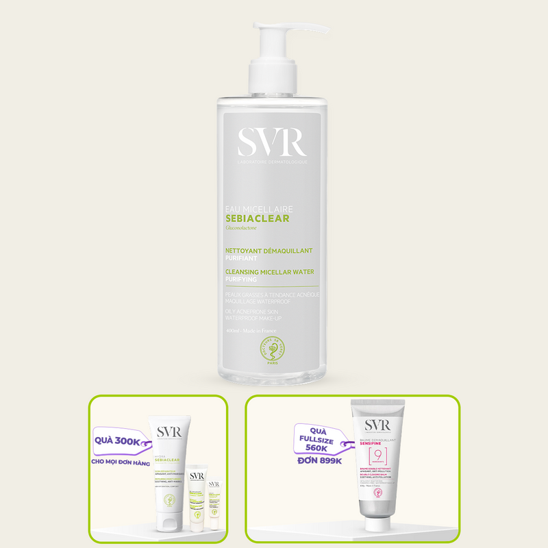 Nước tẩy trang SVR SEBIACLEAR EAU MICELLAIRE làm sạch sâu không gây khô da dành cho da dầu mụn