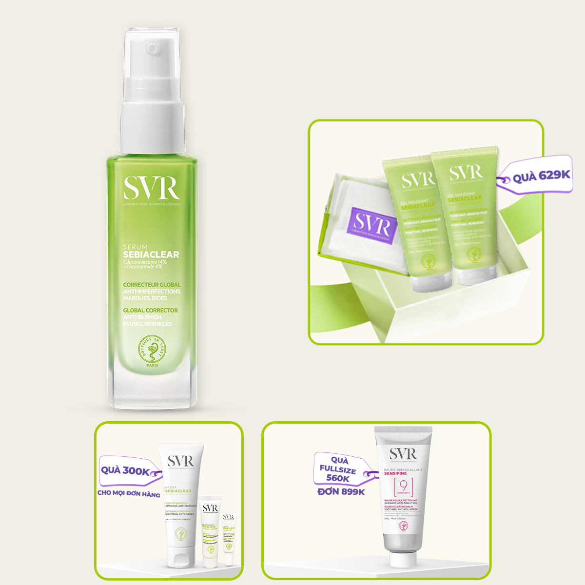 Tinh chất SVR SEBIACLEAR SERUM 30ML hỗ trợ giảm mụn, mờ thâm, làm sáng và chống nhăn cho da dầu mụn