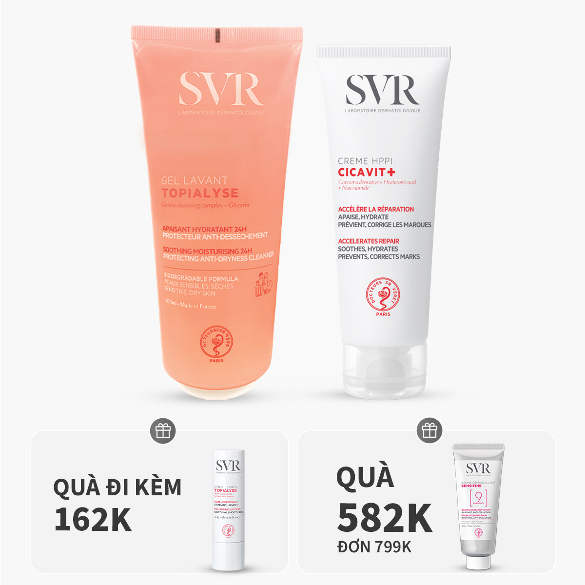 Bộ đôi gel làm sạch và kem dưỡng làm dịu da