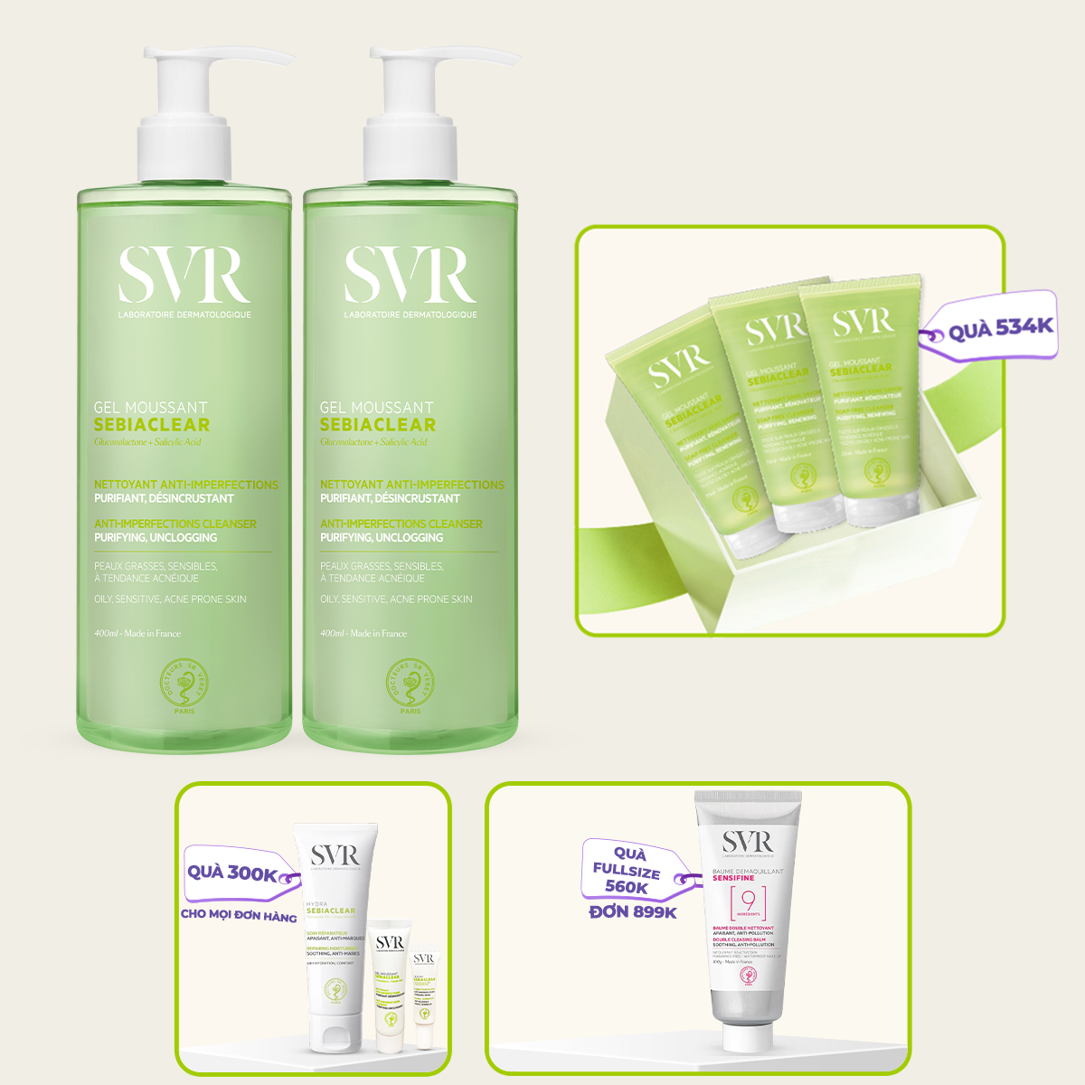 Combo 2 Gel rửa mặt làm sạch dầu nhờn 400ml