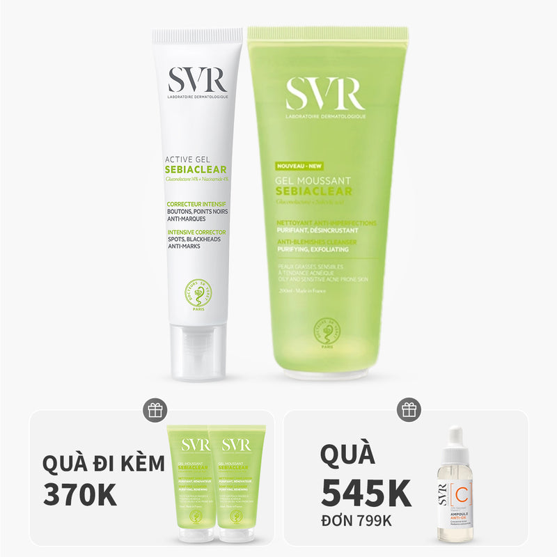 Bộ đôi gel dưỡng giảm mụn mờ thâm 40ml và gel rửa mặt làm sạch dầu nhờn 200ml