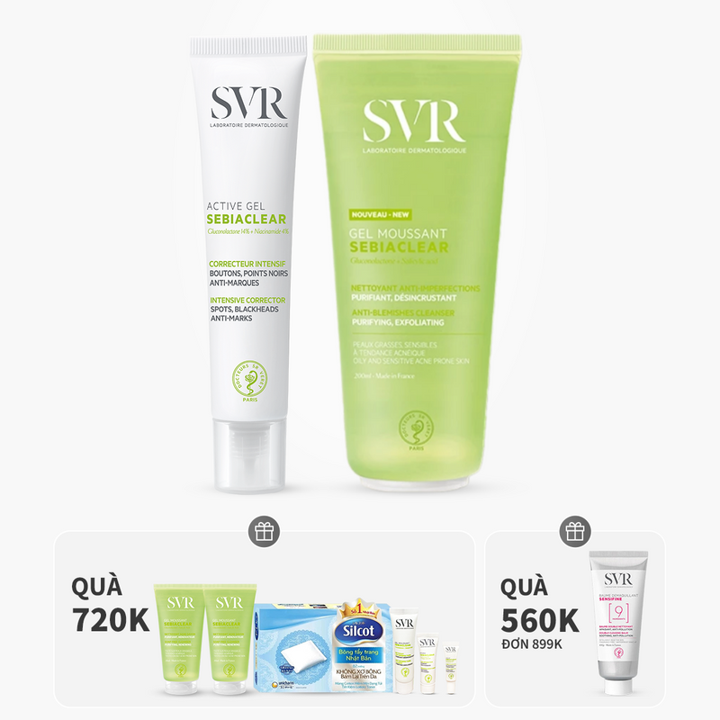 Bộ đôi gel dưỡng giảm mụn mờ thâm 40ml và gel rửa mặt làm sạch dầu nhờn 200ml