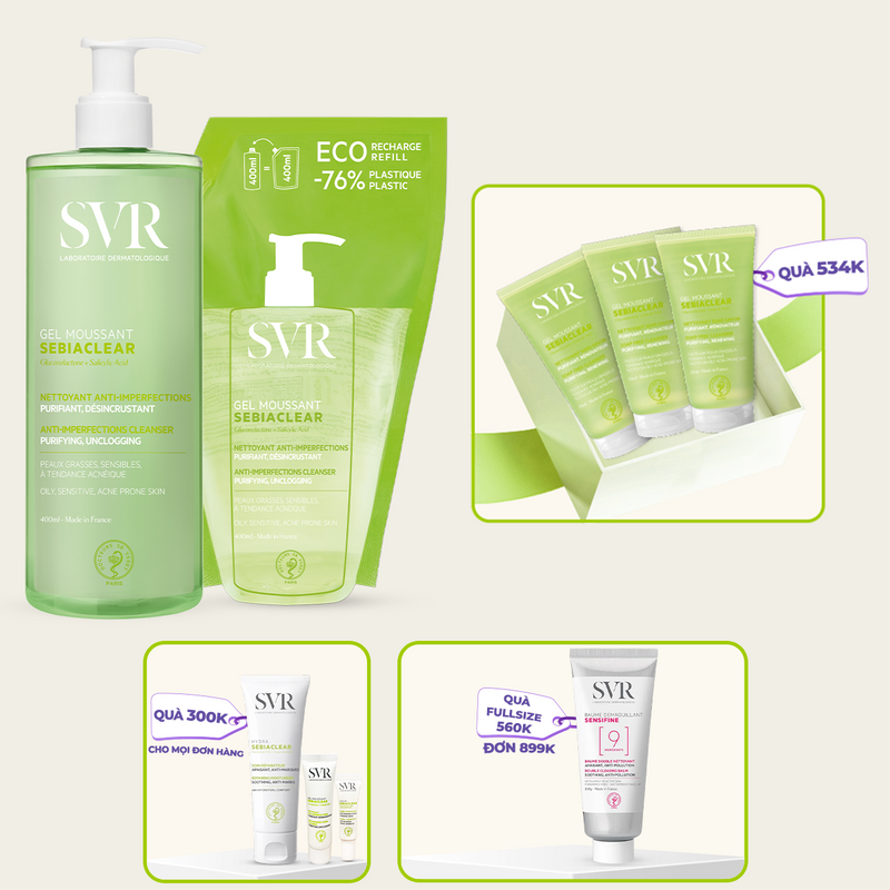 Bộ đôi gel rửa mặt làm sạch dầu nhờn 400ml (1 chai 400ML + 1 túi 400ML)