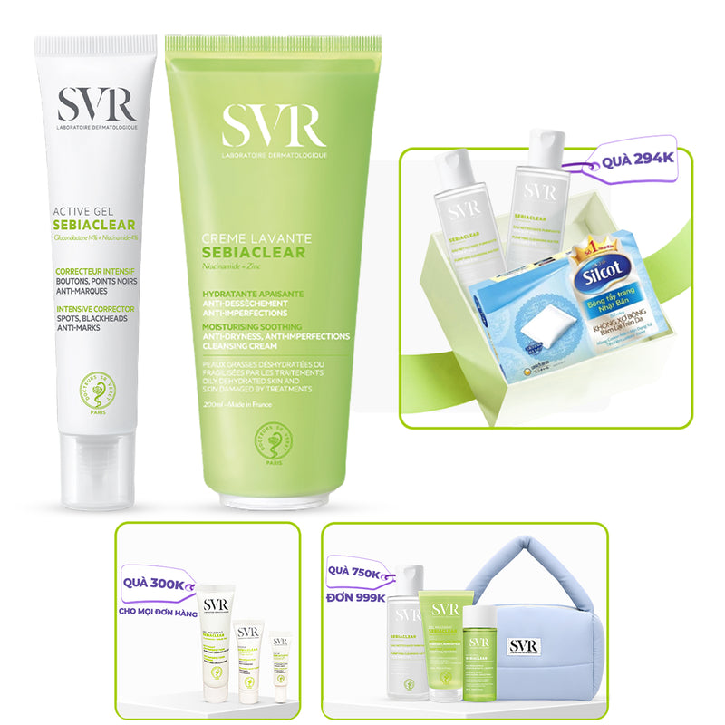 Bộ đôi Gel dưỡng giảm mụn mờ thâm 40ml và Gel rửa mặt làm sạch dầu nhờn 200ml