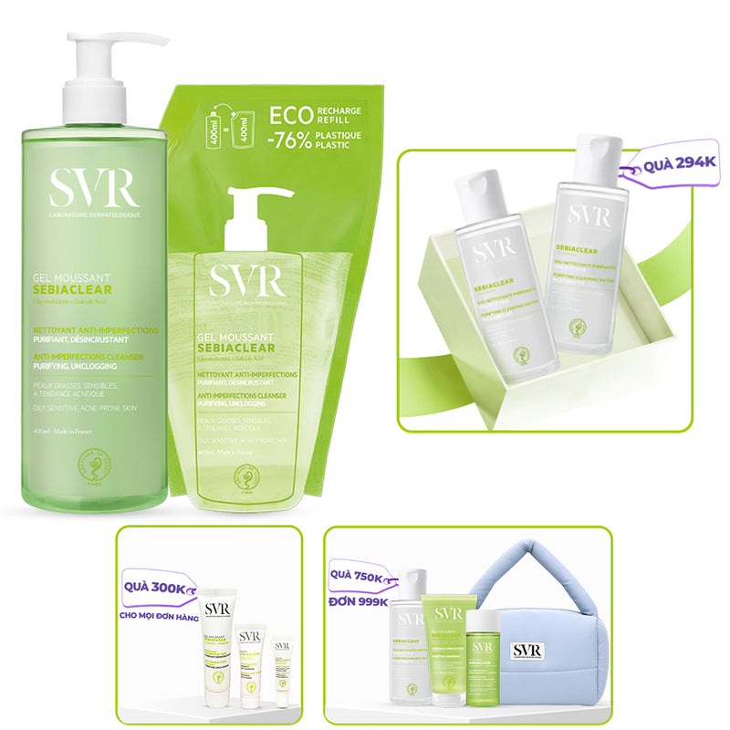 Combo 2 Gel rửa mặt làm sạch dầu nhờn 400ml (1 chai 400ML + 1 túi 400ML)