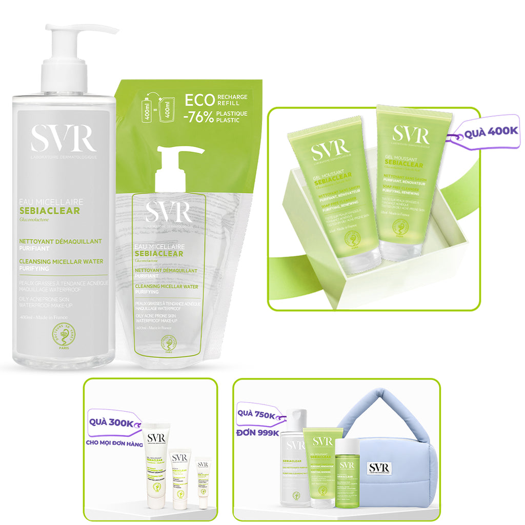 Combo 2 Nước tẩy trang làm sạch dầu nhờn 400ml (1 chai 400ML + 1 túi 400ML)