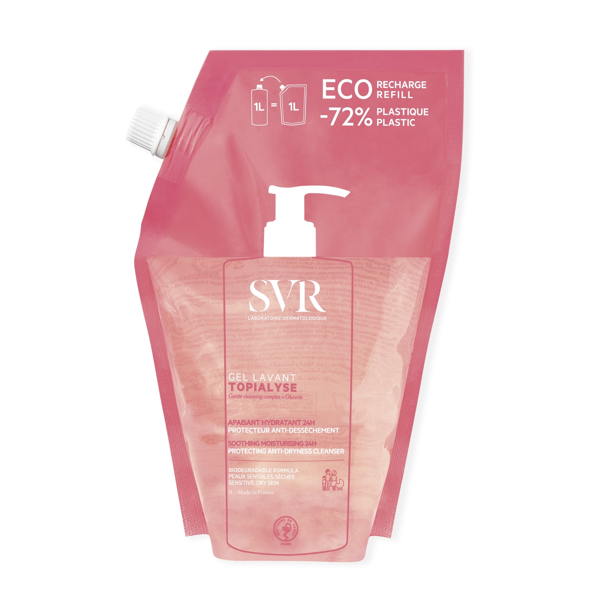 Gel rửa mặt và tắm SVR TOPIALYSE GEL LAVANT giúp làm mịn, dưỡng ẩm cho da dùng được cho mặt và toàn thân
